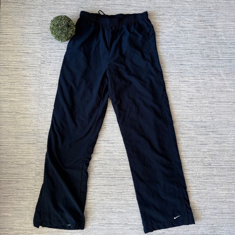 Vintage Y2K Nike Navy Lined Track Pants Straight Leg Windbreaker Small